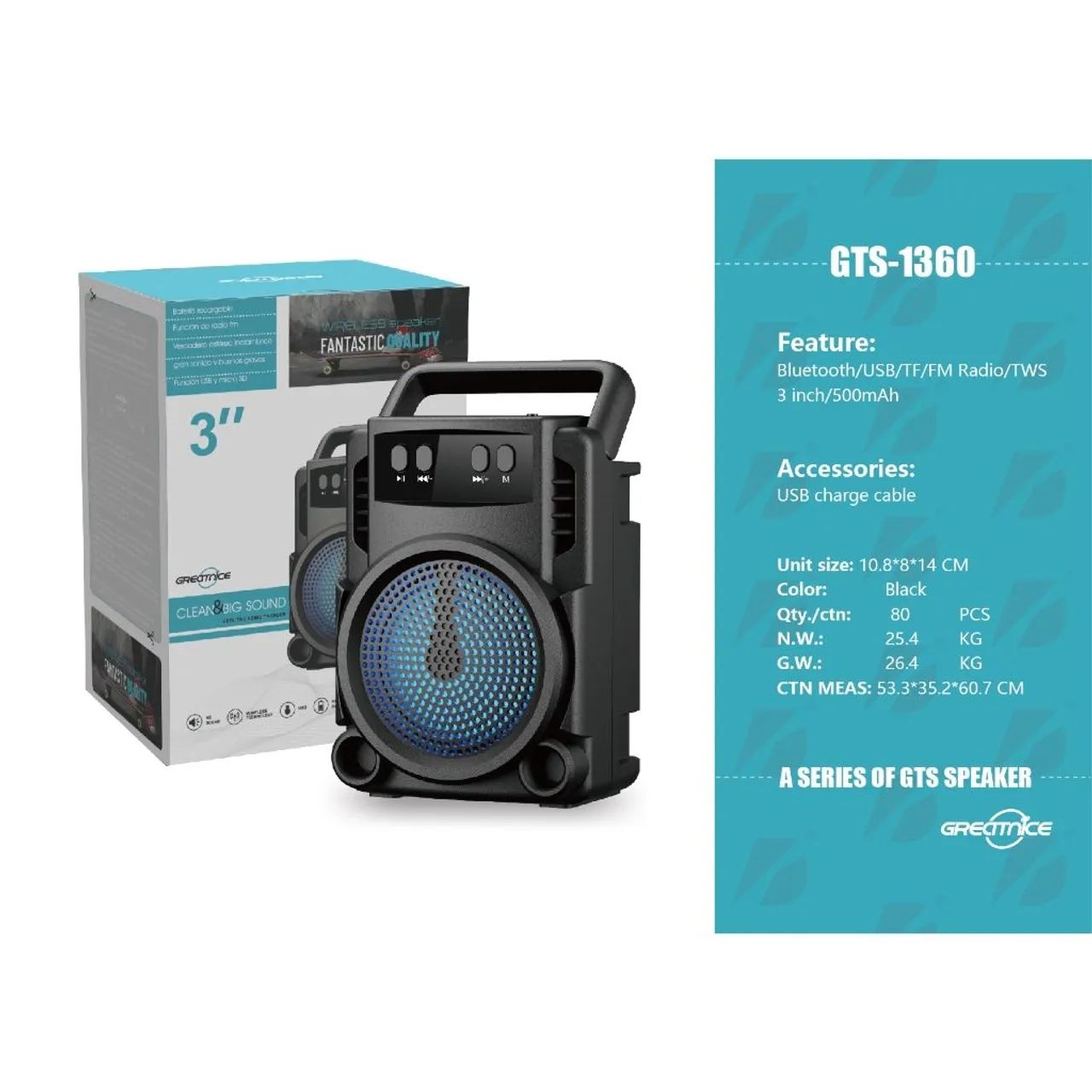 CAIXA DE SOM BLUETOOTH GTS-1360 - Foto 2