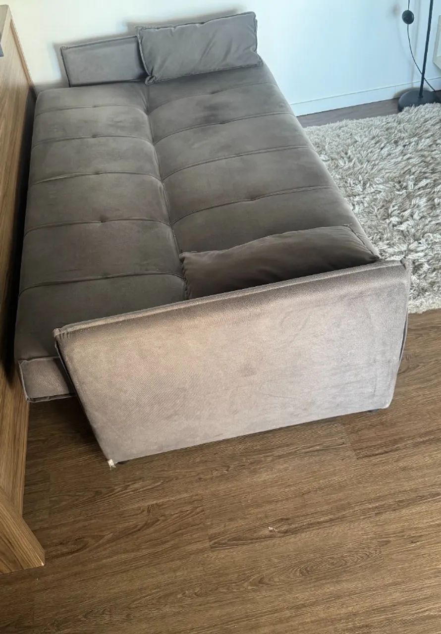 Sófa cama 2 lugares em Suede Cinza - Foto 4