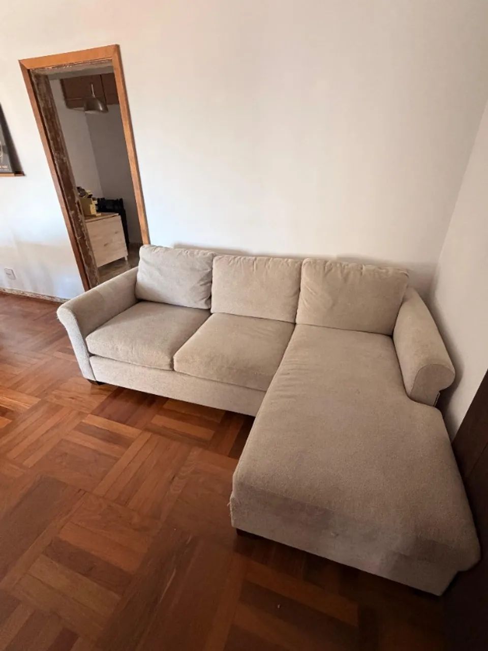 Sofá seccional Crate & Barrel 3 lugares com chaise e baú - 220cm, capa removível - Foto 3