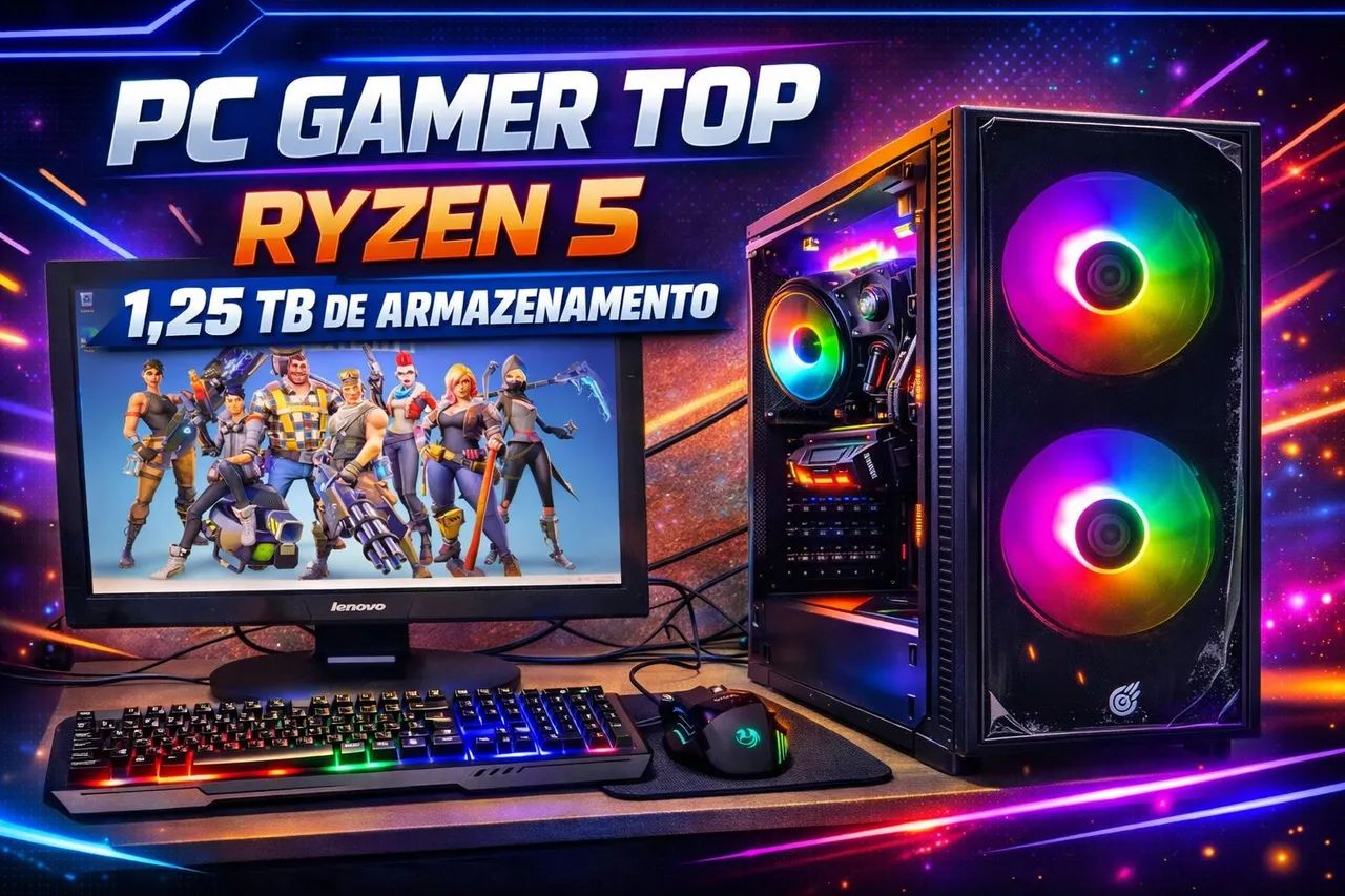 PC Gamer TOP Ryzen 5 - Potente e Pronto pra Jogar!