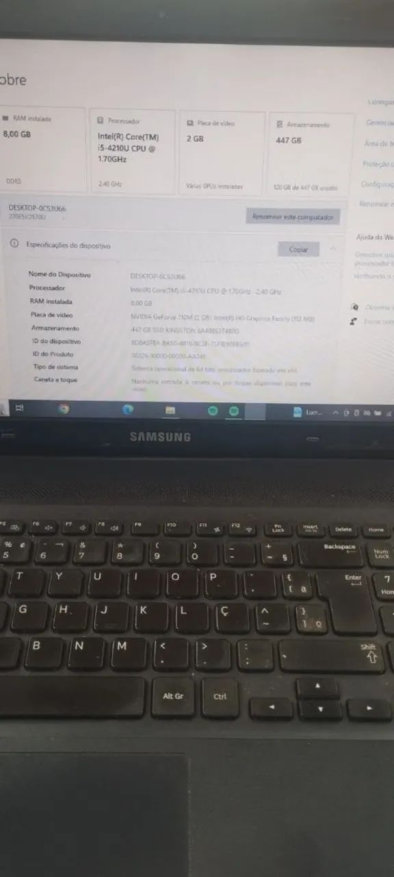 Notebook Samsung Core i5, RAM 8g, HD 500, tela 15" - Foto 4