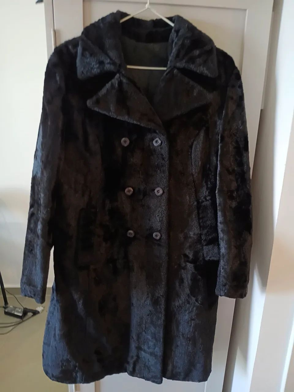 Casaco vintage de pele sintética importado