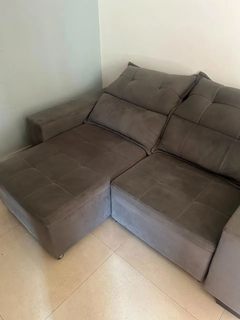 Sofá Retrátil e Reclinável 2,00m - Cinza - Foto 3