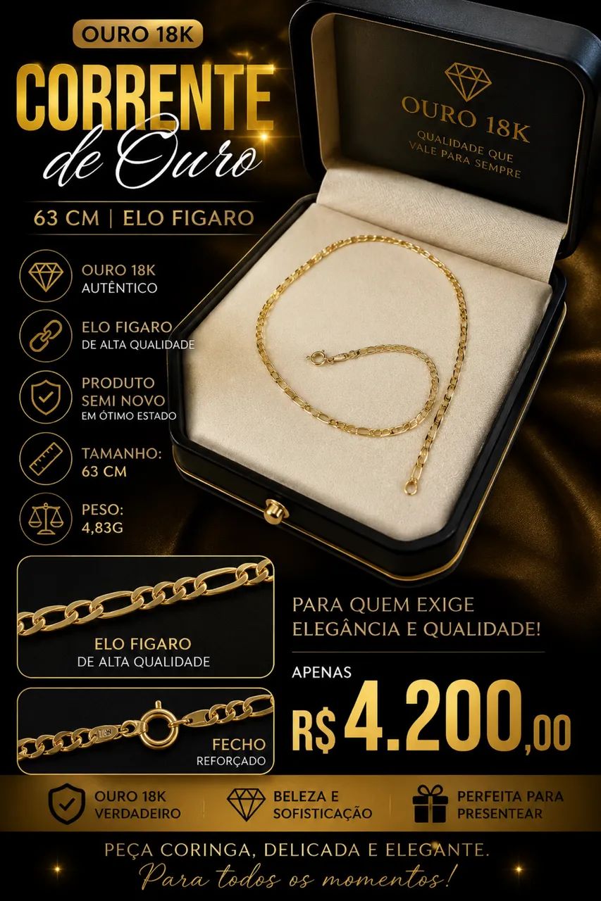 CORRENTE de Ouro 18k 63 CM | ELO FIGARO