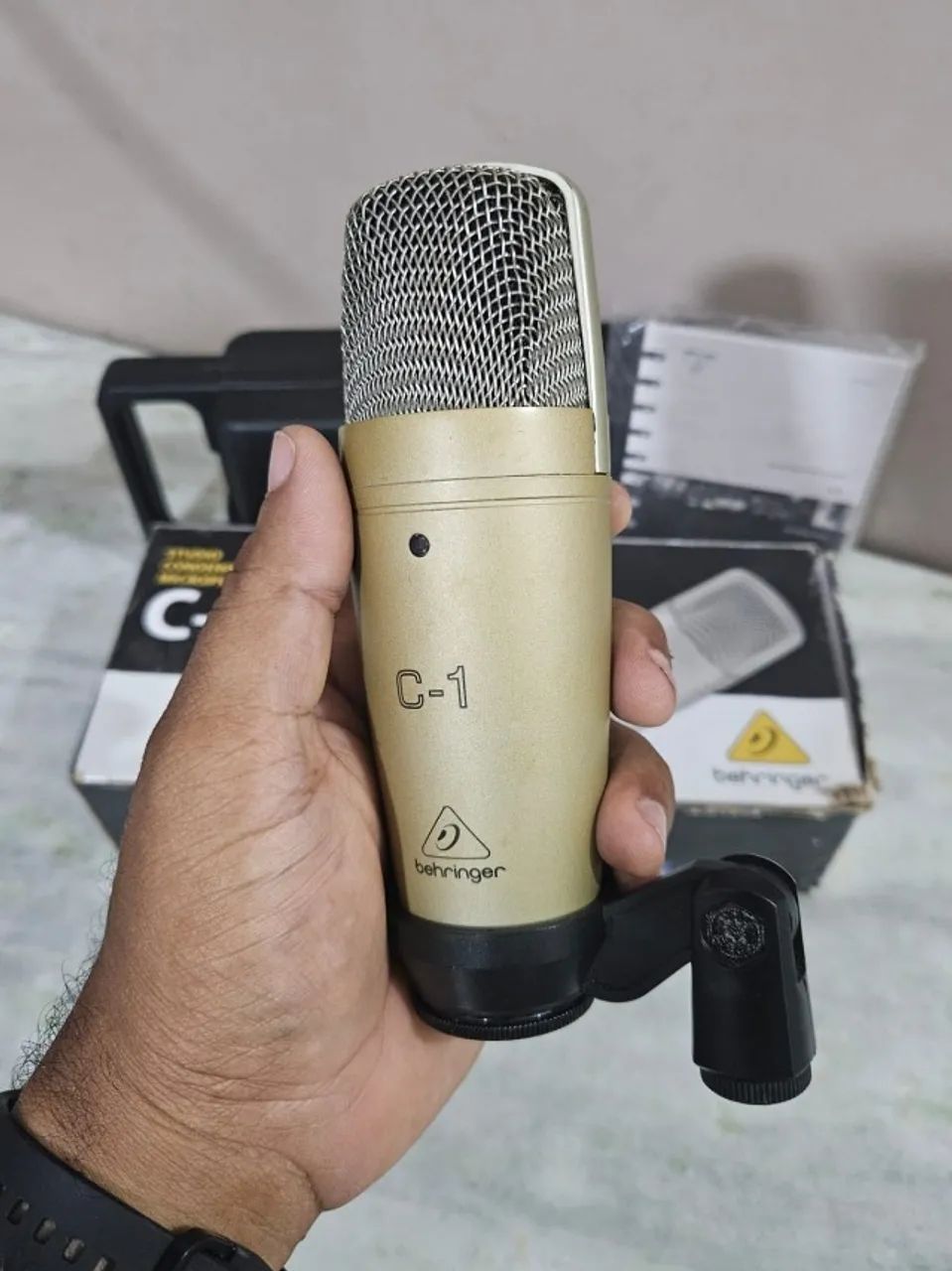MICROFONE BEHRINGER C-1 + KIT COMPLETO | CABO XLR + PEDESTAL ARTICULADO + POP FILTER - Foto 3