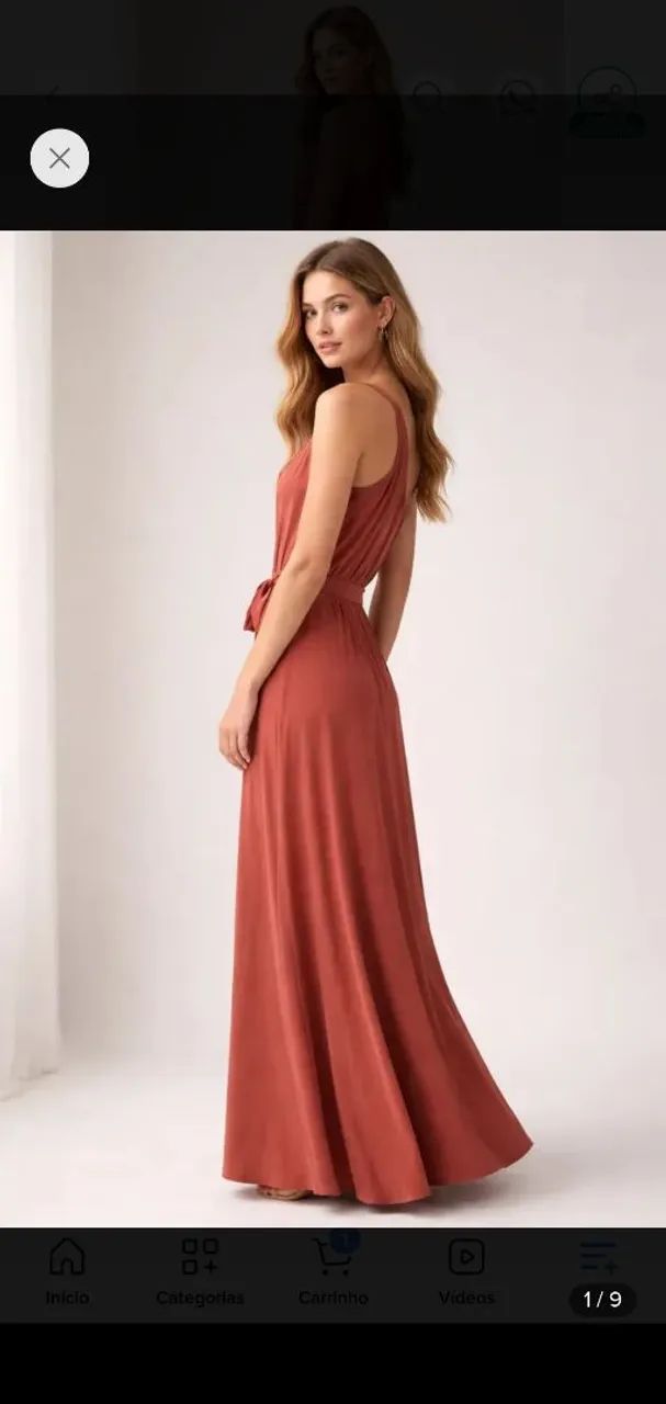 Vestido longo terracota 