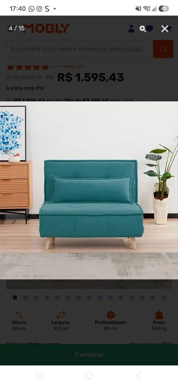 ? VENDO SOFÁ-CAMA SOLTEIRO RAVENNA - AZUL - Foto 4