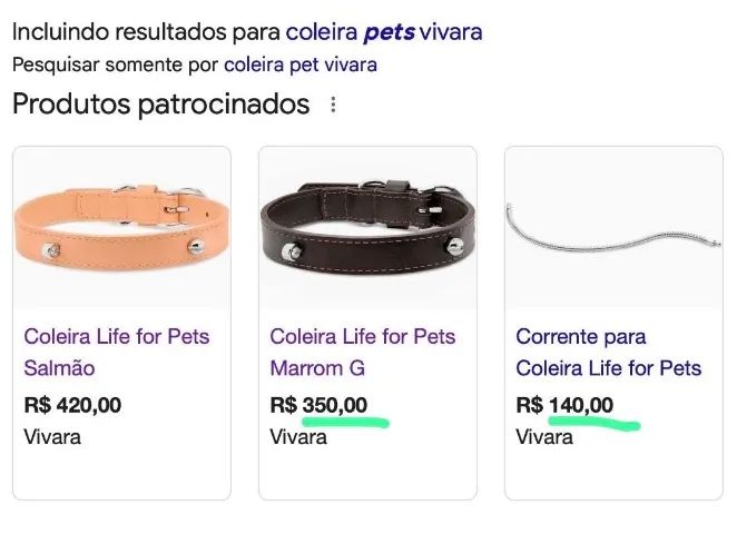 Coleira Pets VIVARA (Coleira + corrente + pingente) - Foto 5