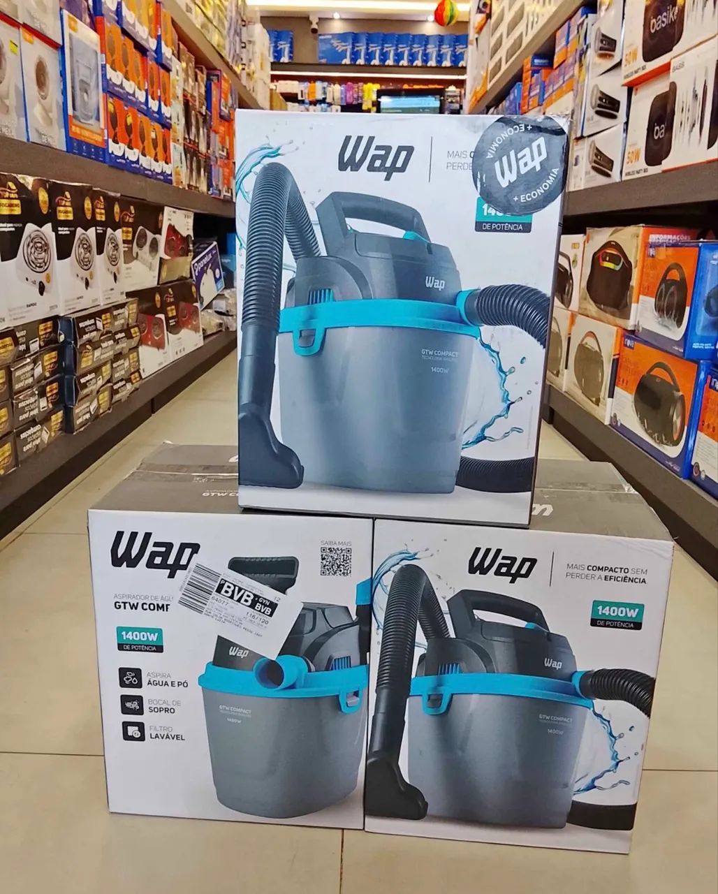 Aspirador da wap água e pó com 1.400w ?