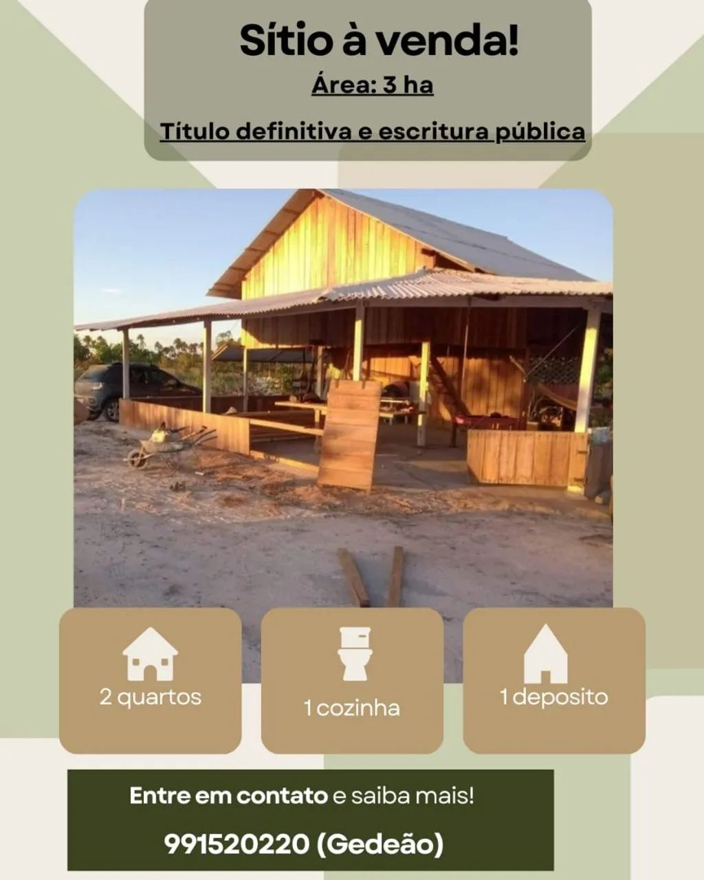Vende-se chácara, valor $300.000,00, aceito, casa, carro como parte do pagamento.
