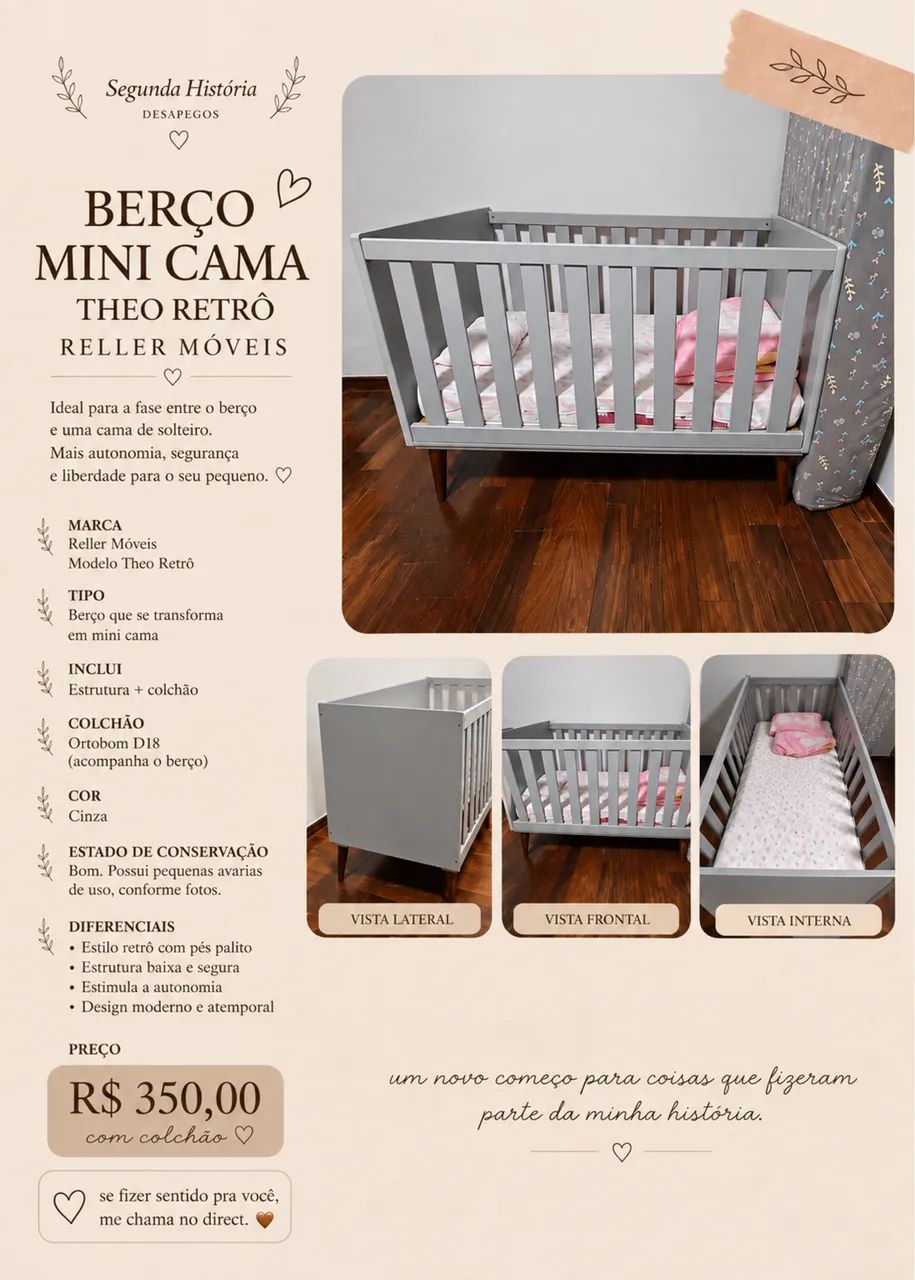 Berço Mini Cama Theo Retrô 