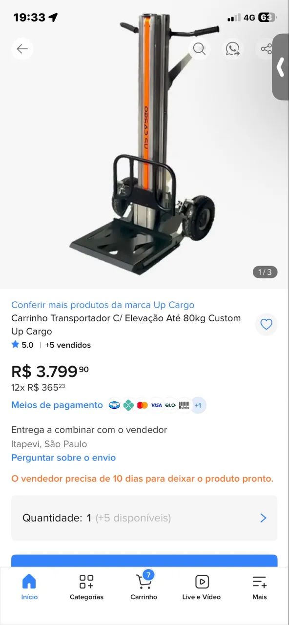 Carrinho Transportador Com Elevação De Carga UpCargo - Foto 4