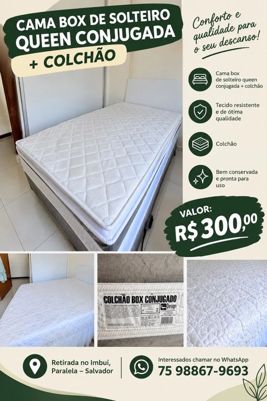 Cama box queen solteiro 