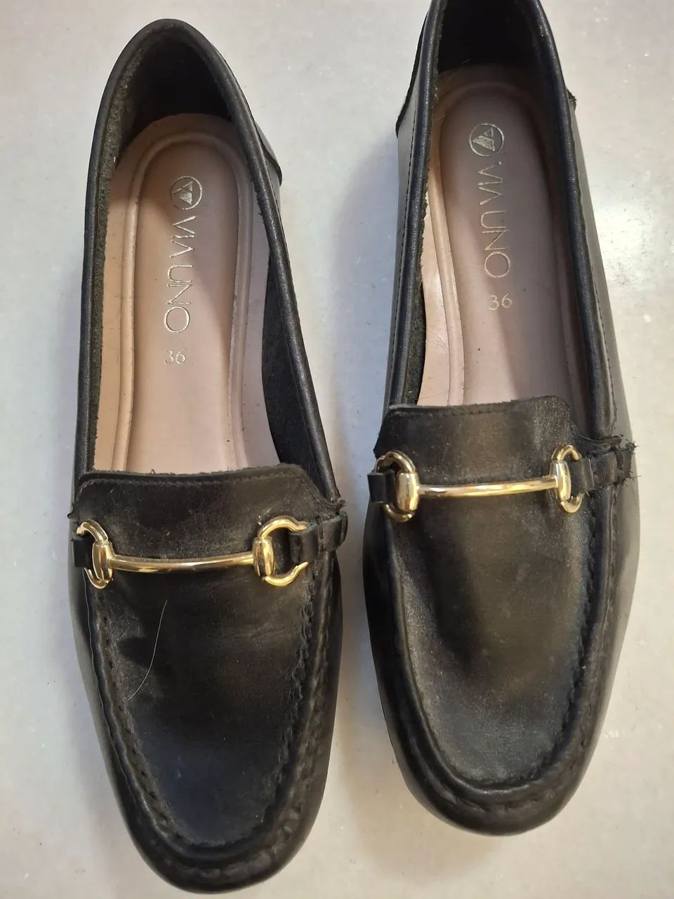 Mocassim Preto Couro legítimo 35 Via Uno