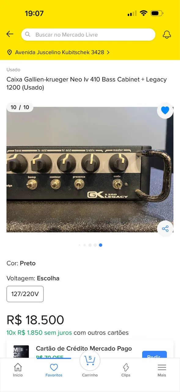 Caixa Gallien-krueger Neo Iv 410 Bass Cabinet + Legacy 1200