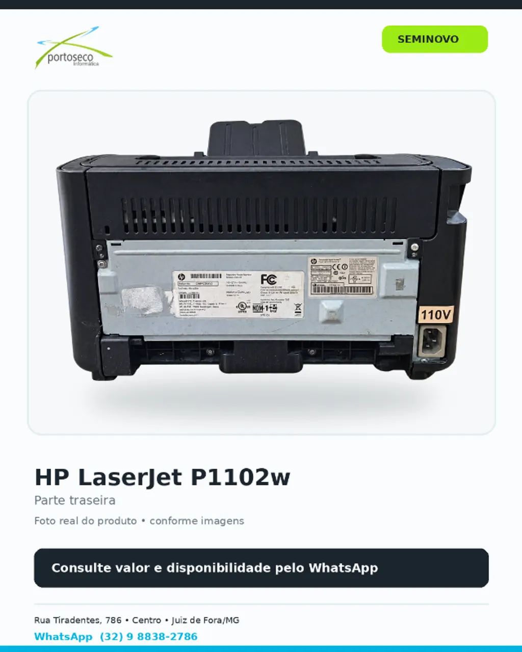 Impressora HP LaserJet P1102w - Monocromática, USB e Wireless - Foto 5