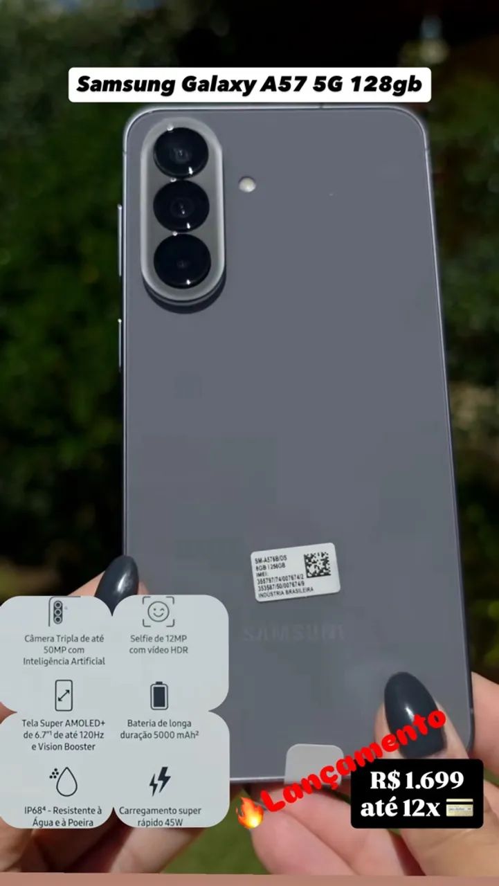 Samsung Galaxy A57 128GB 8GB RAM 5G Cinza 6,7