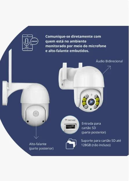 Câmera Ip A8 App Icsee Infravermelho Prova D'água Externa Wifi Hd 3 - Foto 2