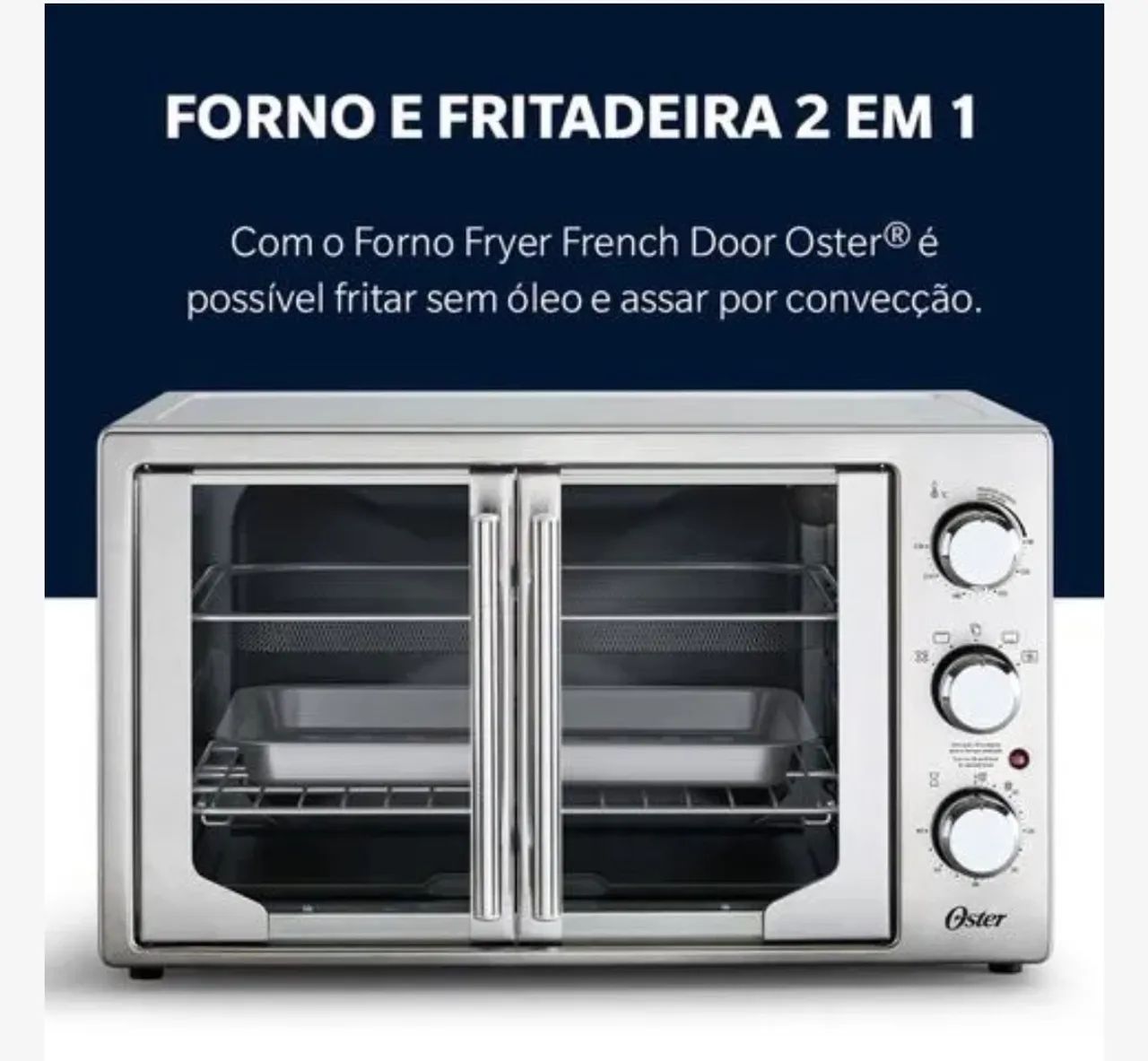 Forno E Fritadeira Sem Óleo Oster 42l French Door 2 Em 1 - Foto 3