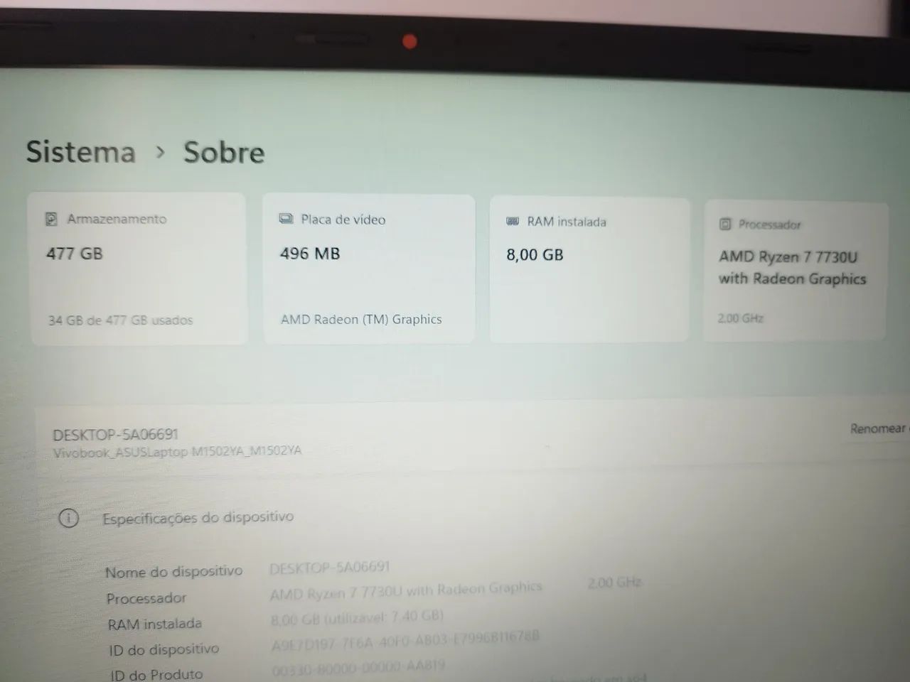  Notebook, AMD RYZEN 7, 8 Ram, Hd 512 - Foto 4