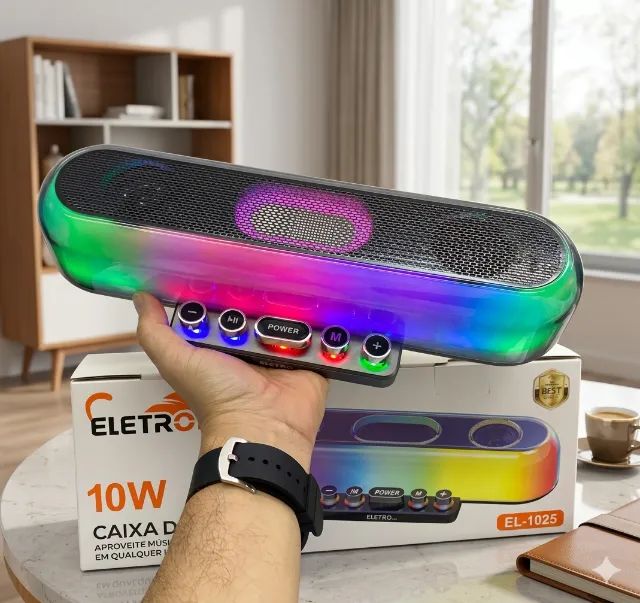 Caixa de Som Portátil Bluetooth 10W Com Teclas Eletromex EL-1025 - Foto 4