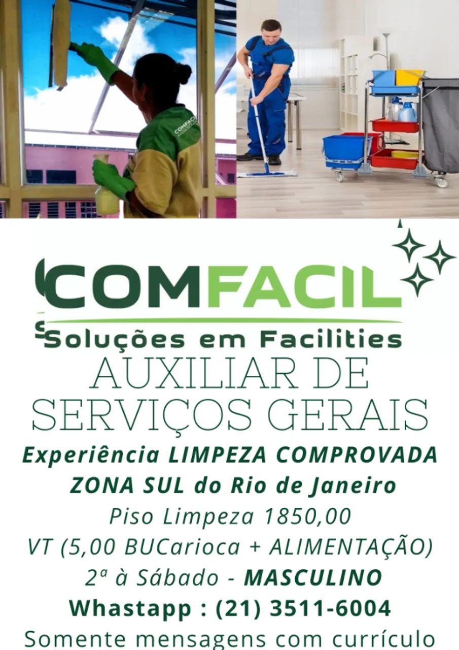 AUXILIAR DE SERVIÇOS GERAIS - URGENTE