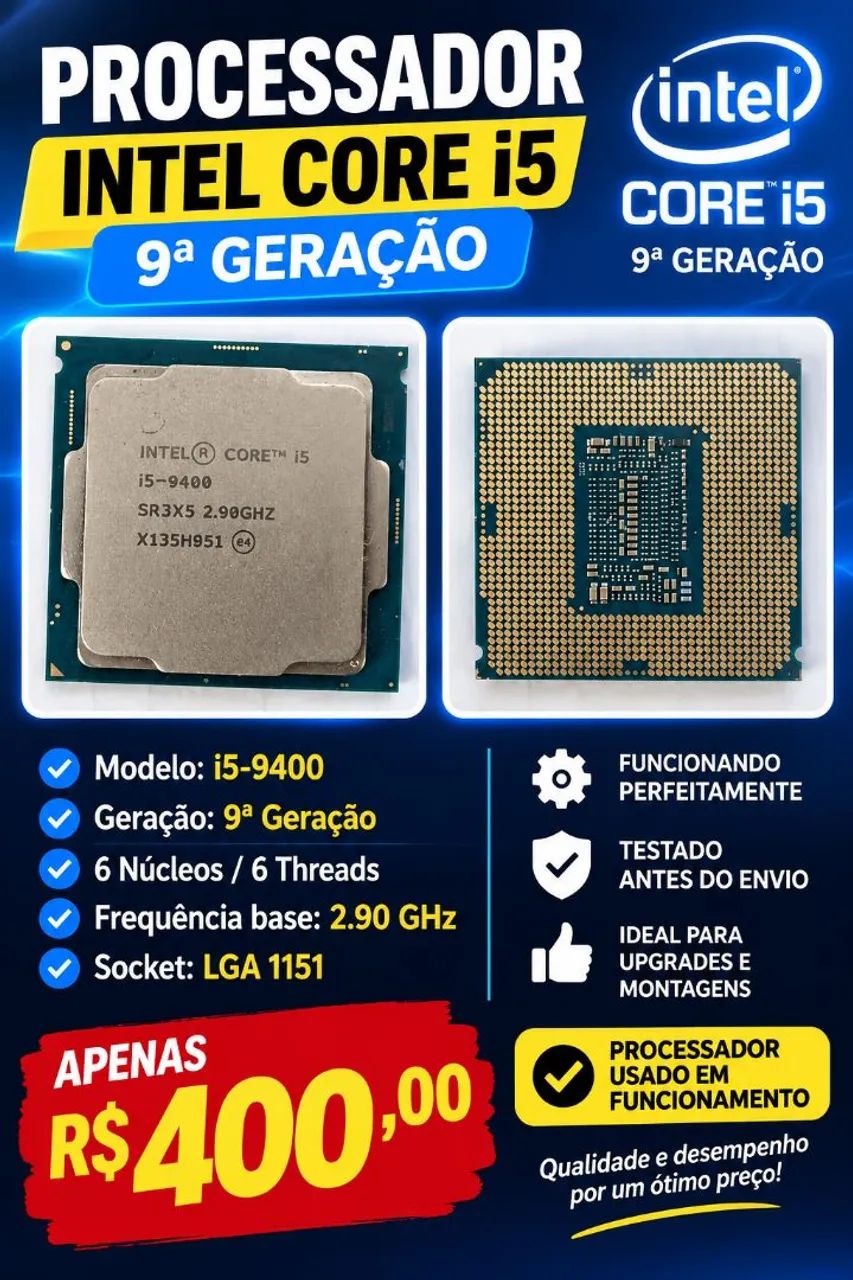 Processador Intel Core i5 9400 nona geração 