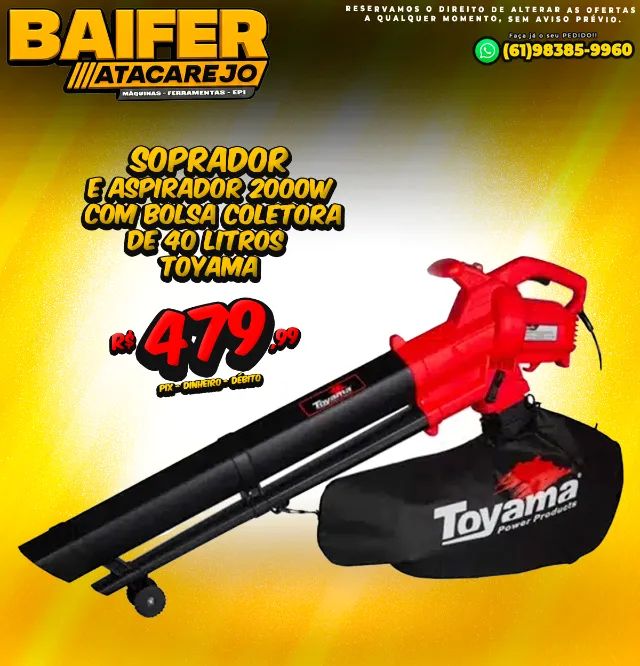Soprador e Aspirador 2000w Com Bolsa Coletora de 40 Litros Toyama