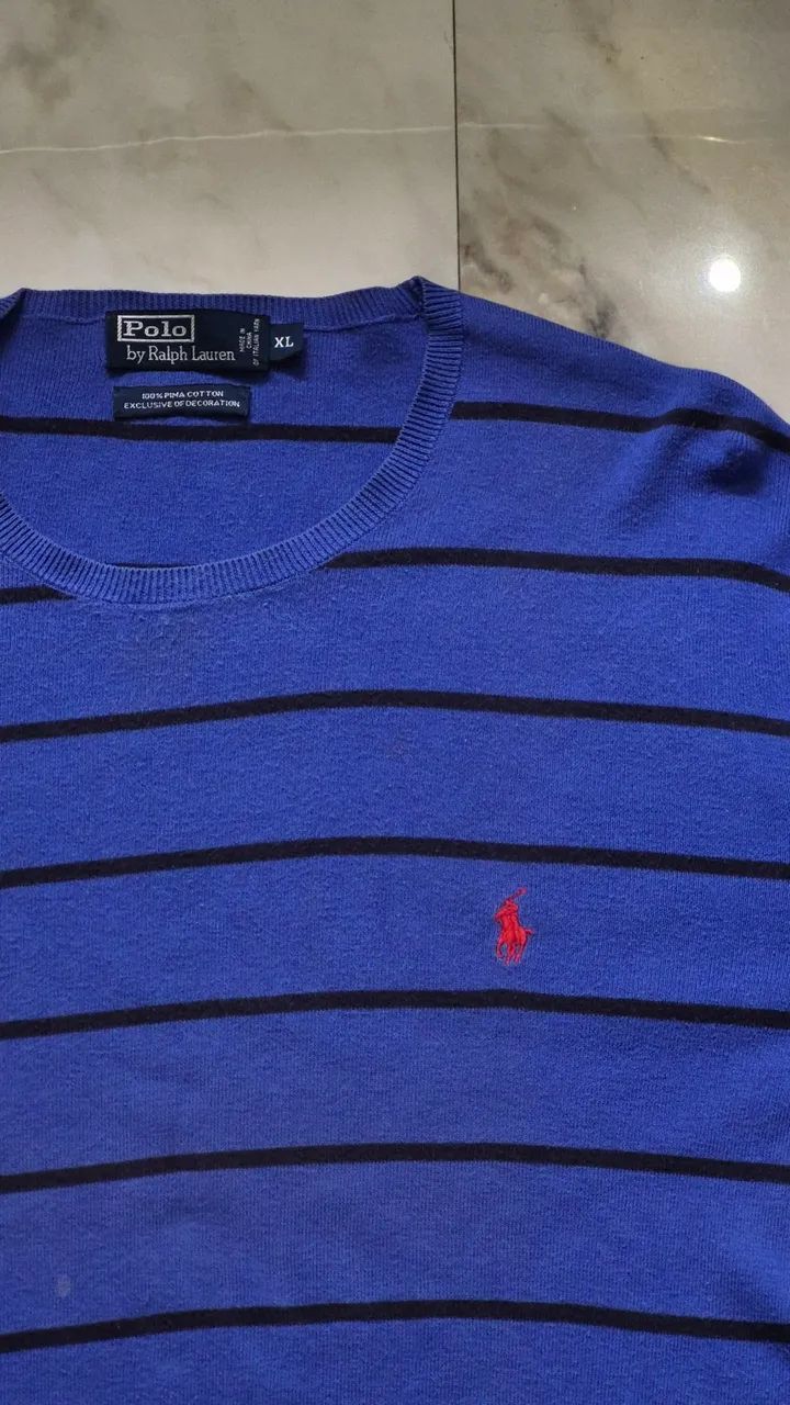 Suéter Vintage Polo Ralph Lauren Azul - Foto 2