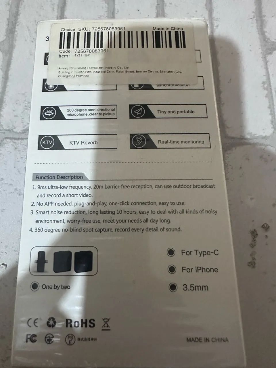 1 Microfone de Lapela sem fio, recarregável e reverb. - Foto 3