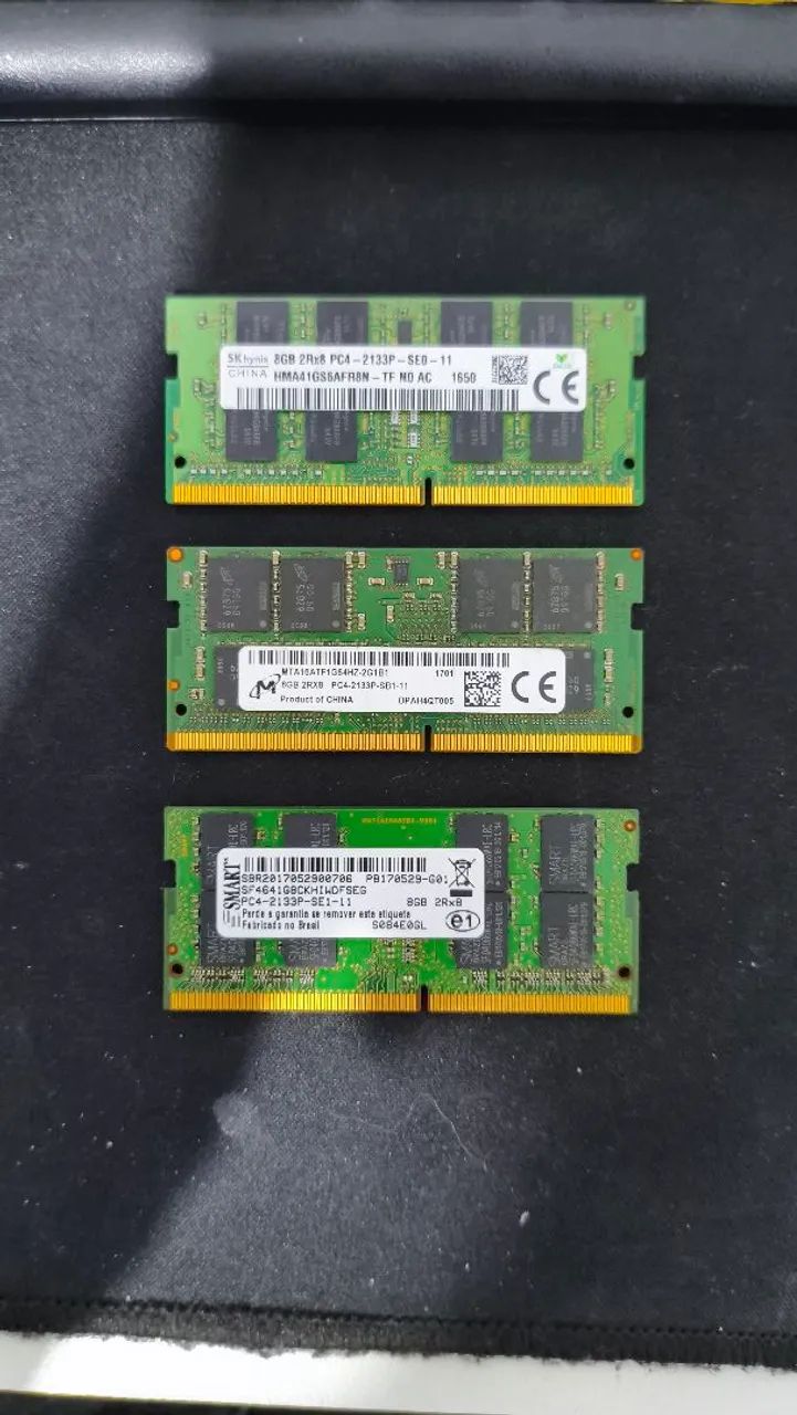 Memória RAM 8Gb cada Notebook