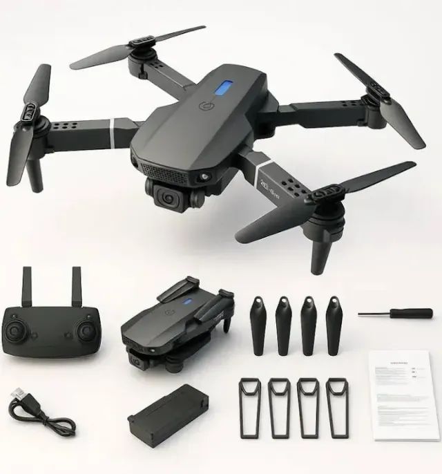 Drone E88 Profissional com Câmera 4K WiFi Controle App Estável e Fácil de pilotar