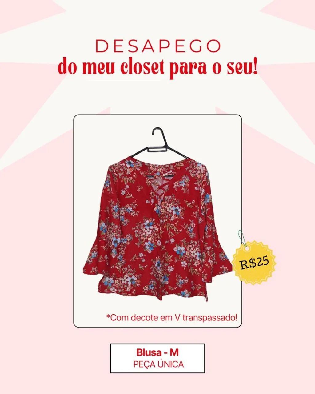 DESAPEGO/BRECHÓ - Blusa Florida Vermelha