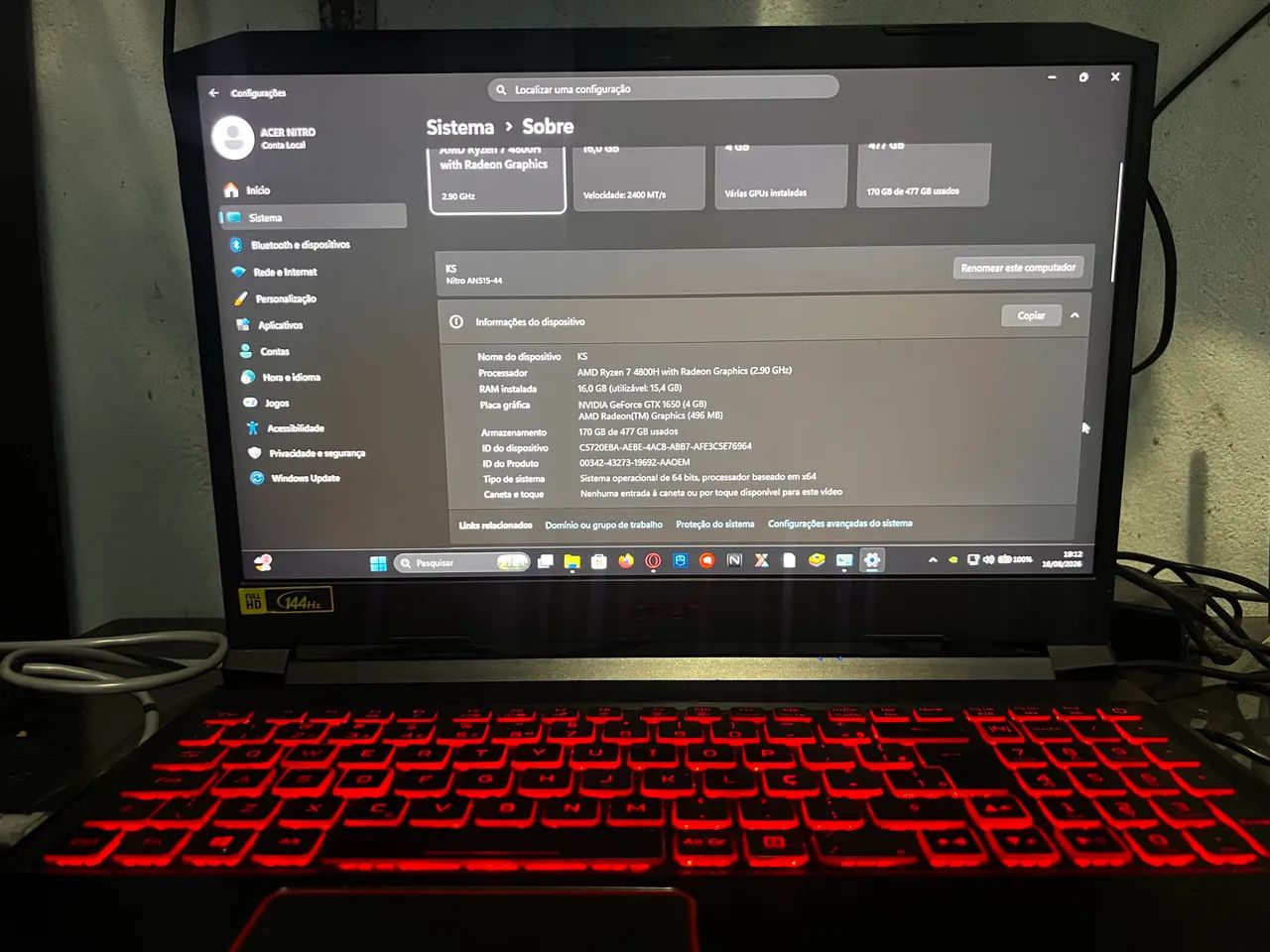 Notebook gamer Acer Nitro 5 - Foto 3