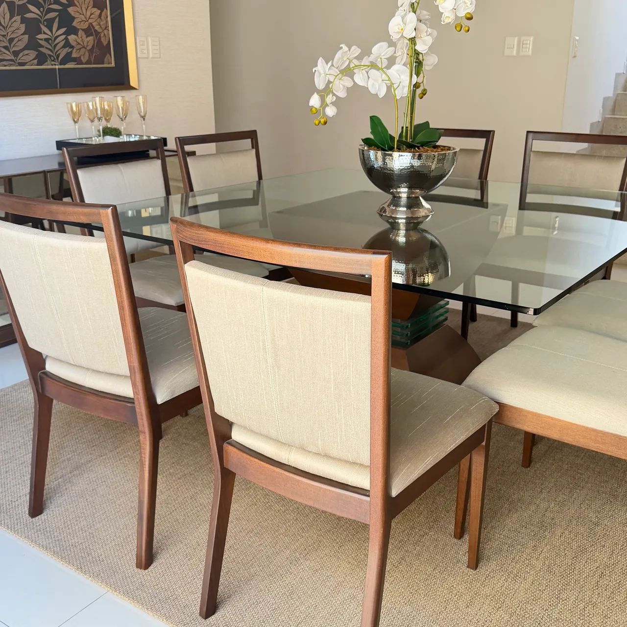 Vendo Mesa de Jantar Quadrada com  8 cadeiras - Foto 5