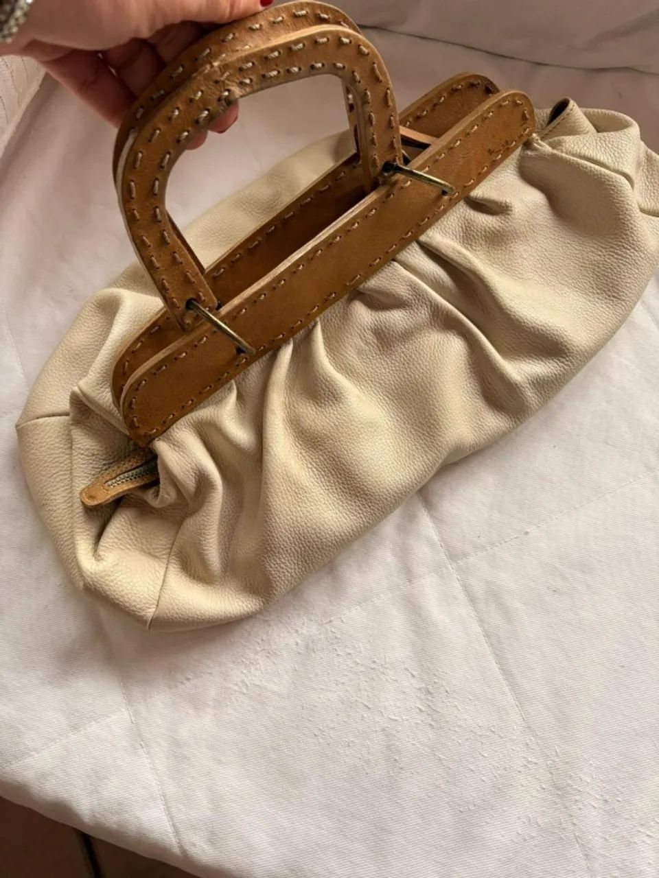 Bolsa Corello bege e nude couro - Foto 3