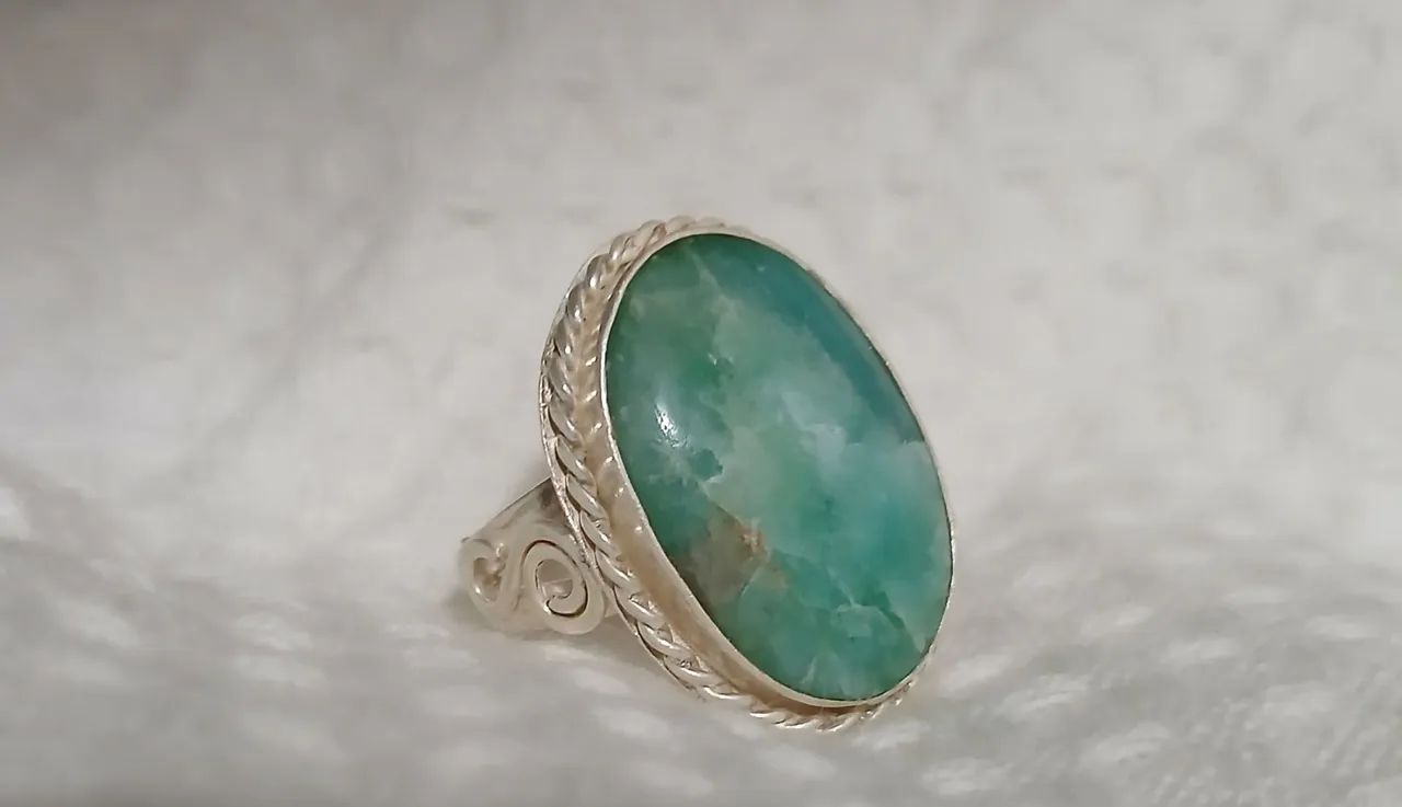 Anel Prata Pedra Verde