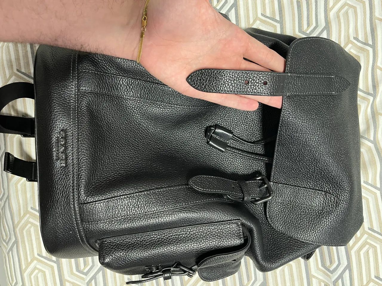 Mochila Coach Original em Couro Legítimo Preta - Foto 4