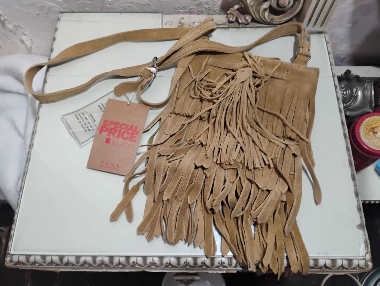 Bolsa Zara de Couro Franja sem uso  - Foto 2