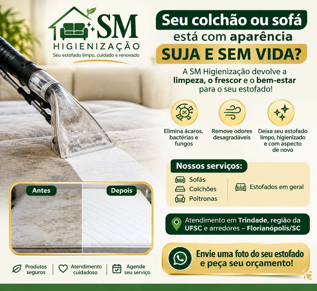 Higienização de colchões e estofados em Florianópolis 