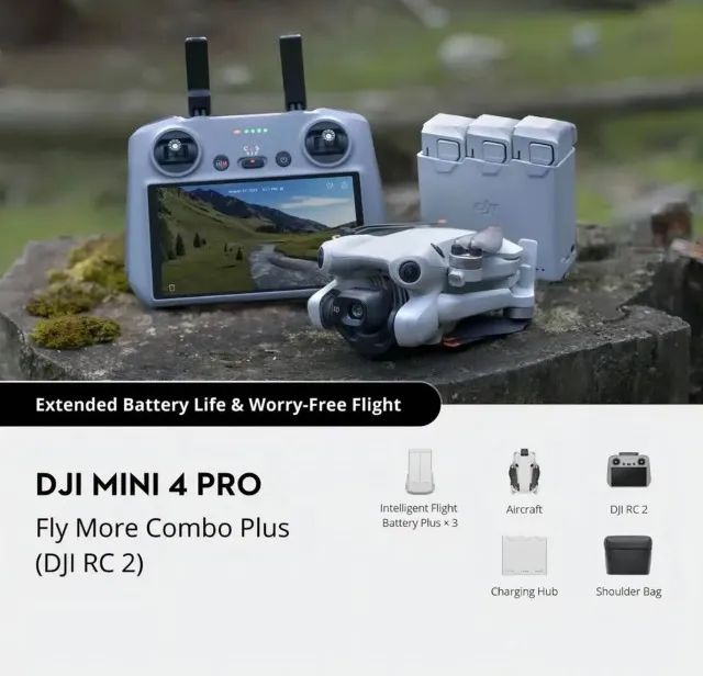 DJI Mini 4 Pro Fly More Combo Plus RC2 - 3 Baterias - Completo - Foto 3
