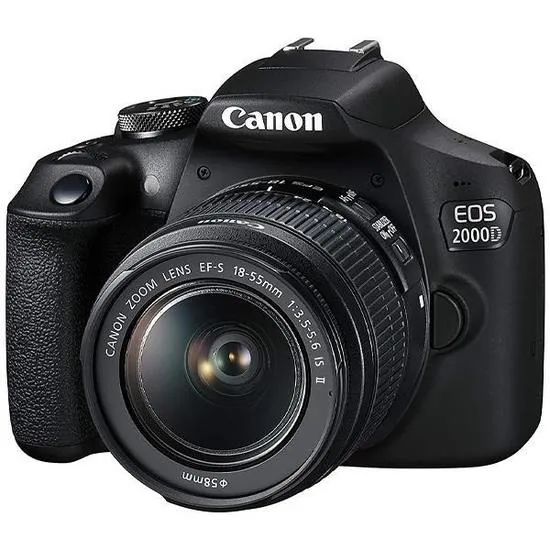 Câmera Digital Canon EOS 2000D 24.1MP 3.0 Lente EF-S 18-55MM IS II - Nova