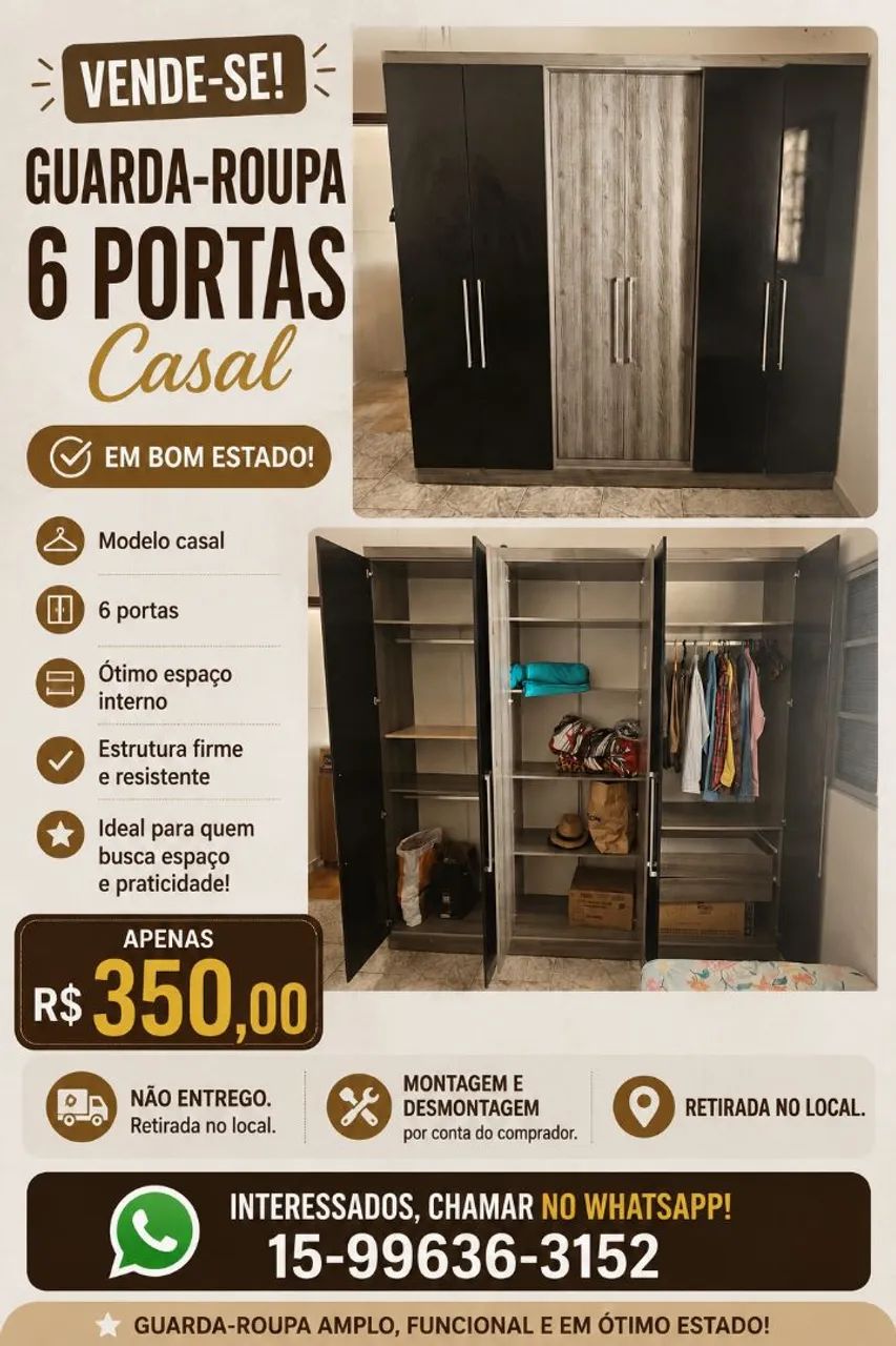 Guarda roupa 6 portas 