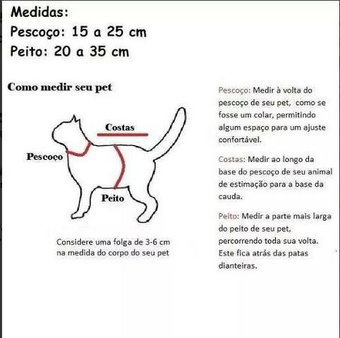 Coleira Guia Gato Coelho Cão Furão - Foto 2
