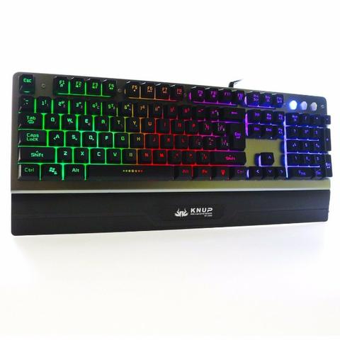 Teclado Gamer Luminoso Led Colorido Semi Mecânico Jogo