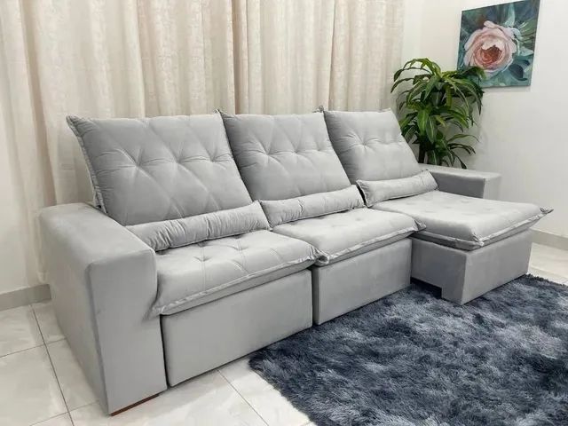 Sofá retrátil e reclinável 2,70 com molas pilow de 15 cm Hipersot  - Foto 2