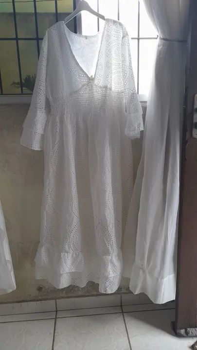 Vestido se lese bordado branco(M-42)