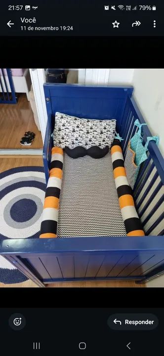 Berço Azul Vira Mini Cama - Foto 4