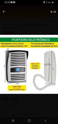 Interfone porteiro eletrônico instalado