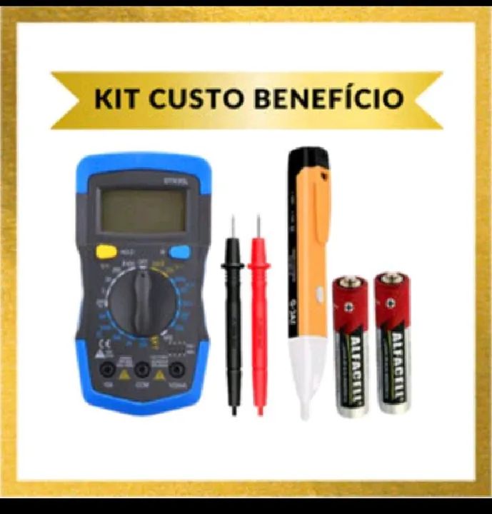 Multímetro digital profissional tela LCD iluminada mais caneta detectora de energia - Foto 2
